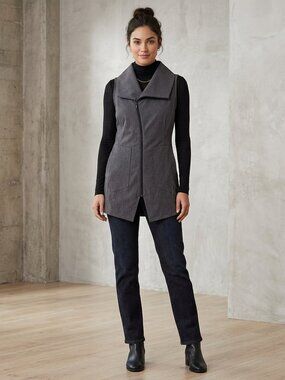 Porto San Francisco Gray Asymmetrical Zip Longline‎ Vest Portrait Collar Size 3